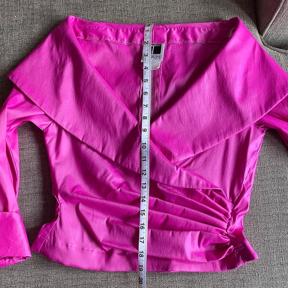 Tadashi Shoji Pink Open Collar Long Sleeve Blouse - Picture 5 of 6